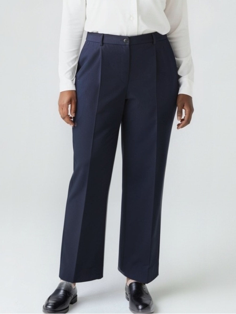Zanella Italy Goldie Wide Leg Stretch Wool Trousers Women’s size 10 in Navy